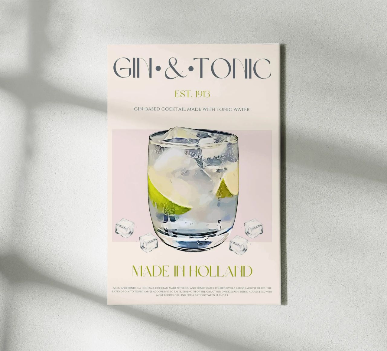 Gin & Tonic Cocktail drucken Leinwand von KOKRPrints
