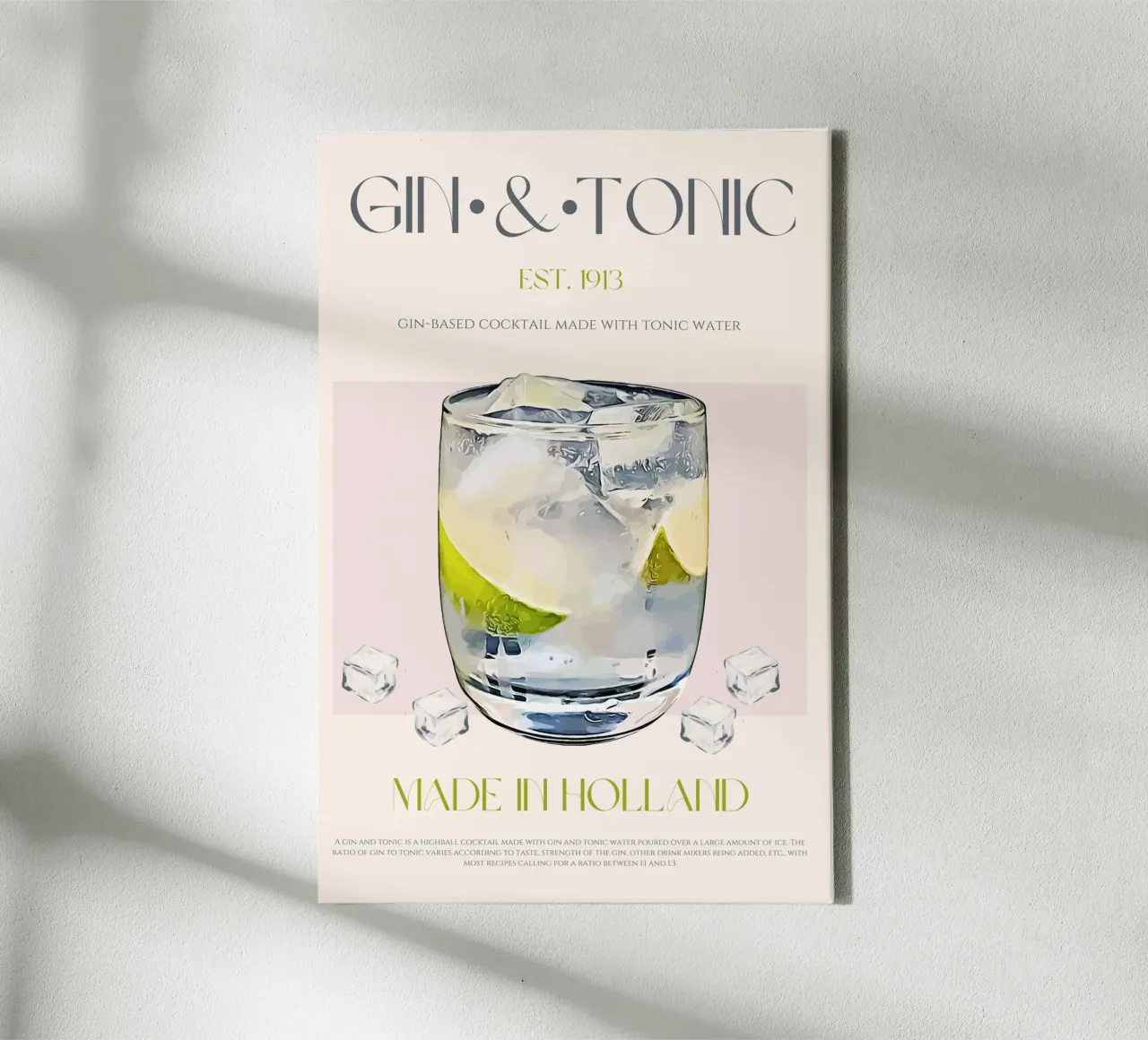 Gin & Tonic Cocktail Print canvas by KOKRPrints