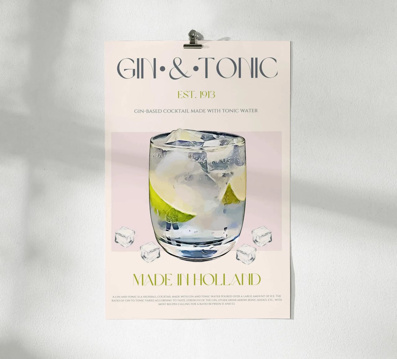 Gin & Tonic Cocktail drucken Hahnemühle von KOKRPrints