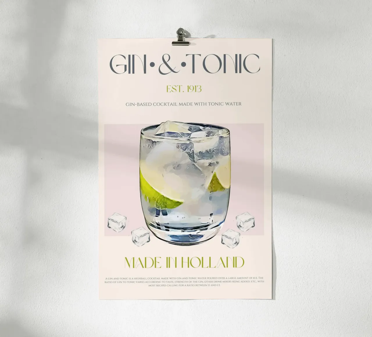 Gin & Tonic Cocktail Print hahnemühle by KOKRPrints