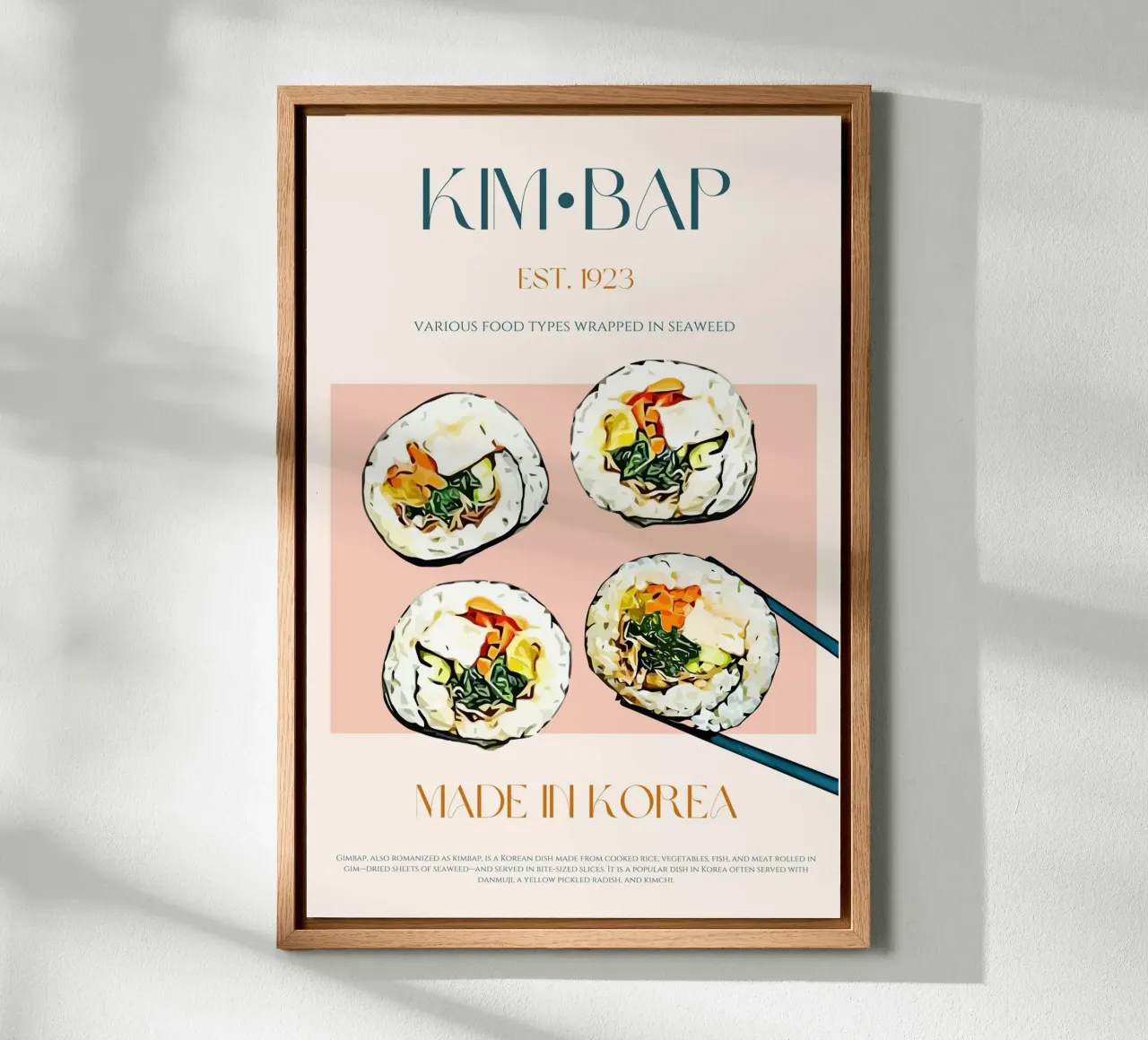 Kimbap Print canvas with Floater frame by KOKRPrints