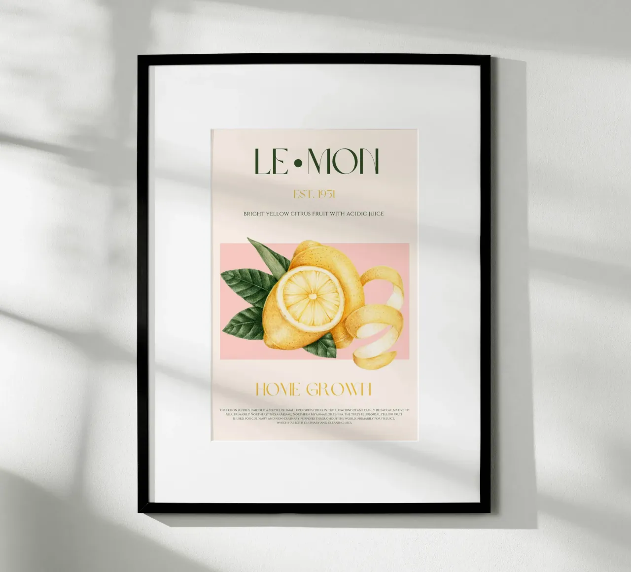 Stampa di frutta al limone poster con telaio in plastica da KOKRPrints