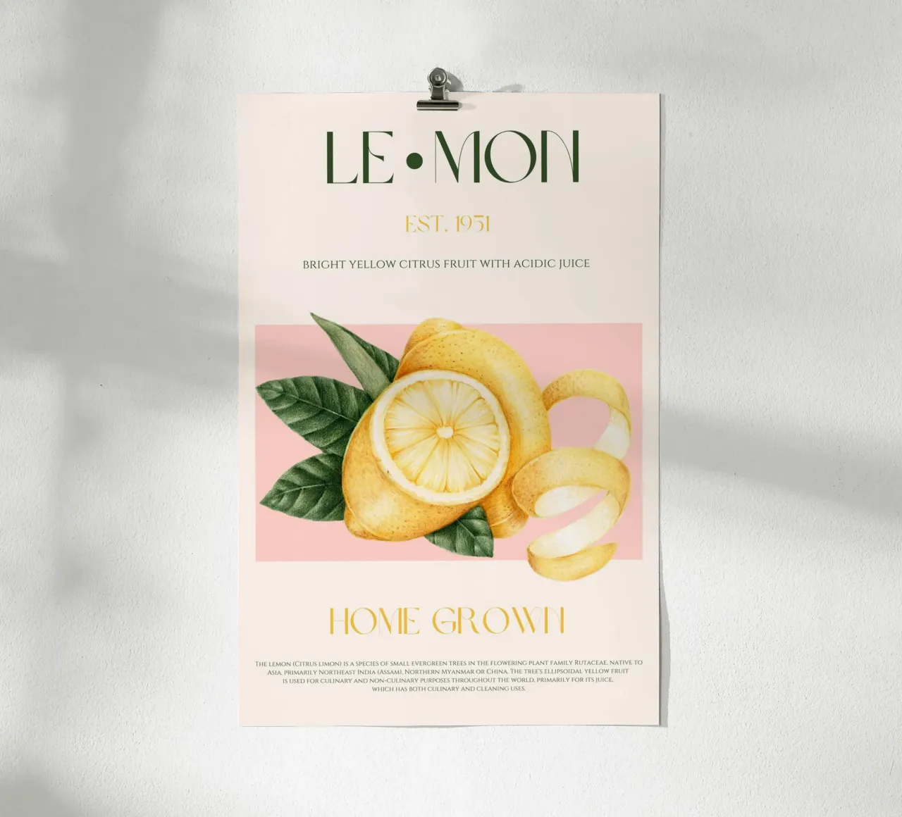 Stampa di frutta al limone poster con telaio in plastica da KOKRPrints
