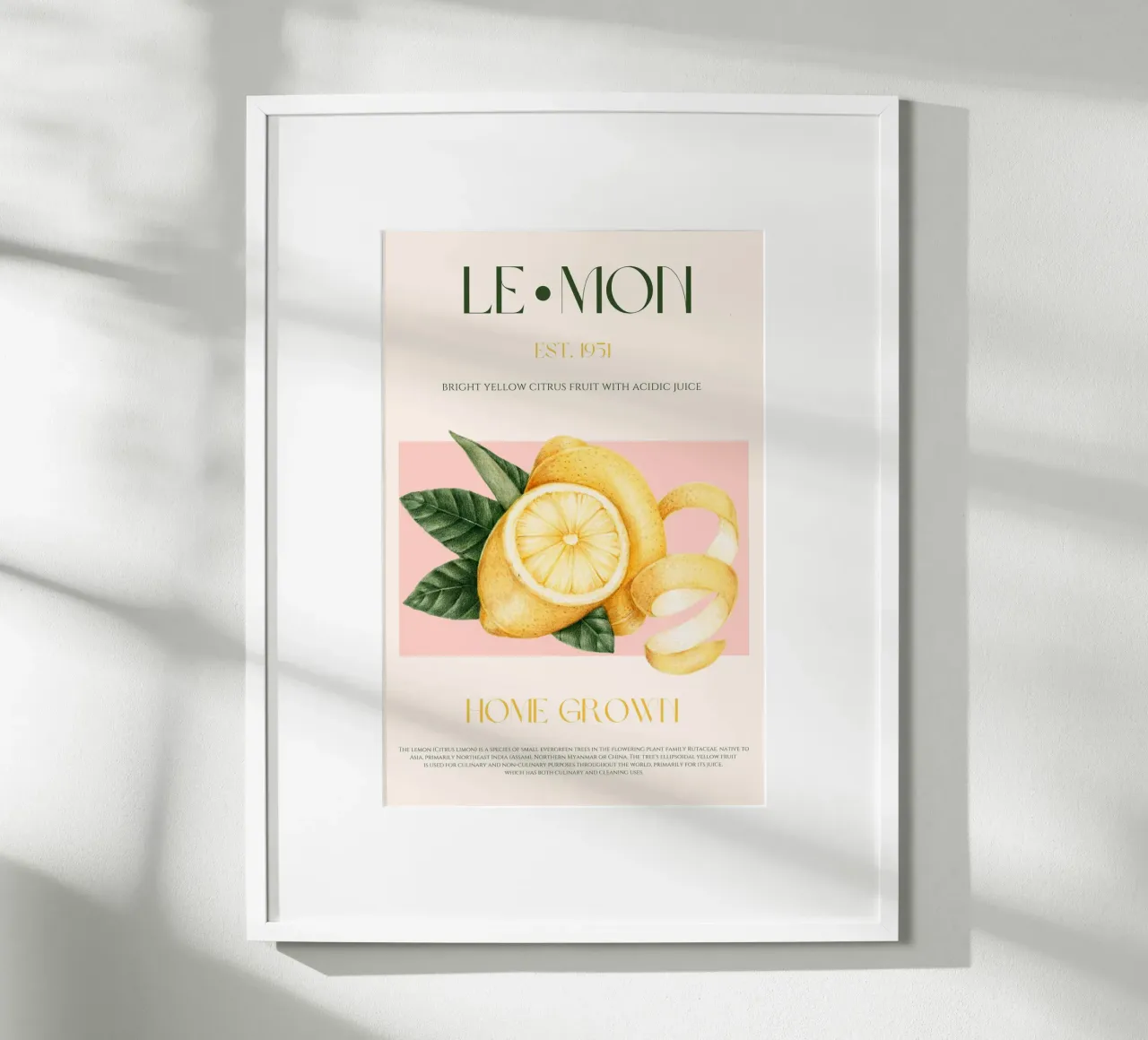 Stampa di frutta al limone poster con telaio in plastica da KOKRPrints