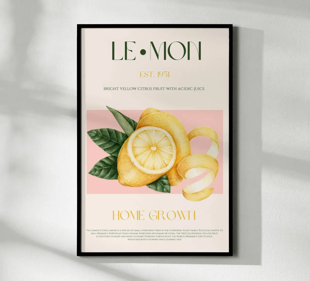 Stampa di frutta al limone poster con telaio in plastica da KOKRPrints