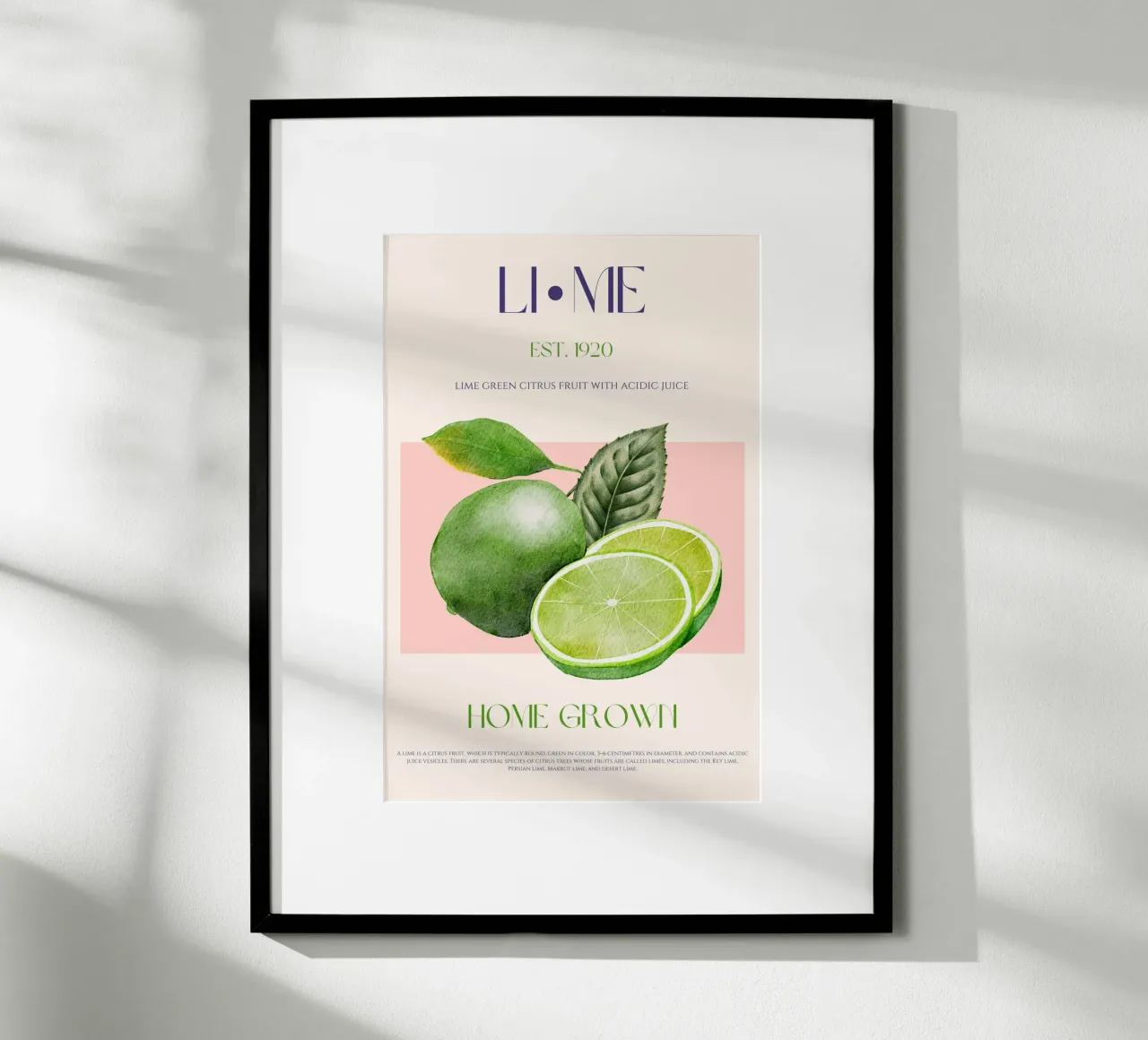 Estampado de lima poster con marco de madera de KOKRPrints