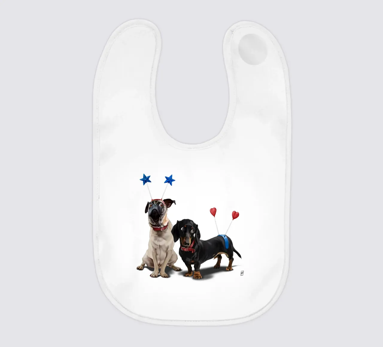 What's the Deely? (Colour) baby bib by Rob Art | Illustration