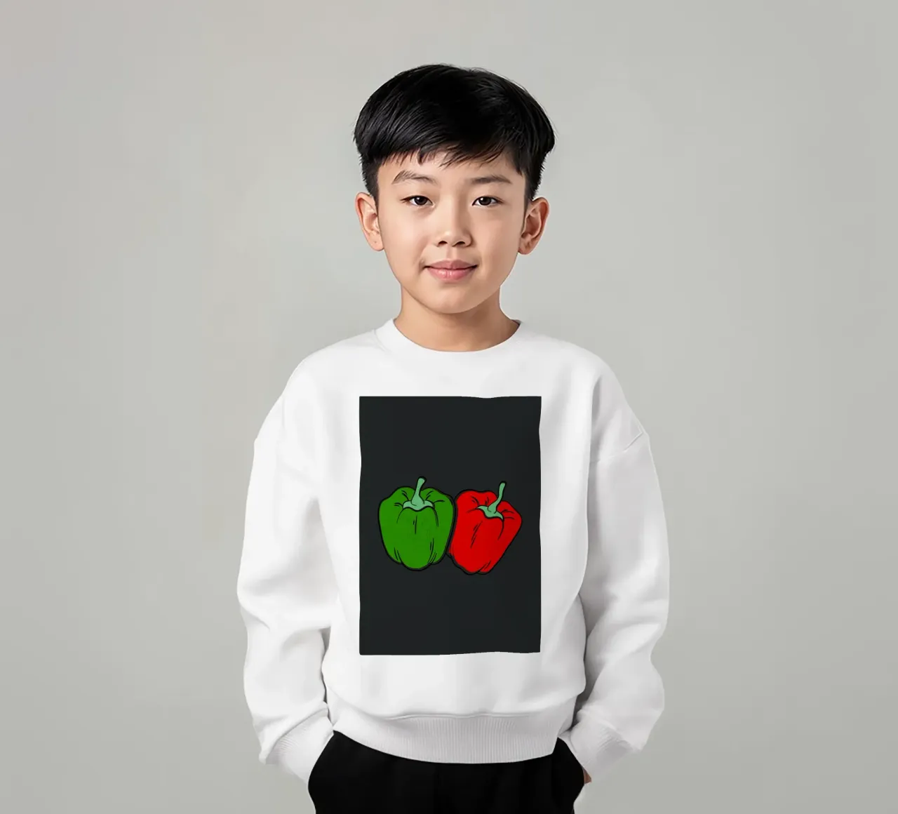 Peppers green and red felpa bambino da LisaArtes