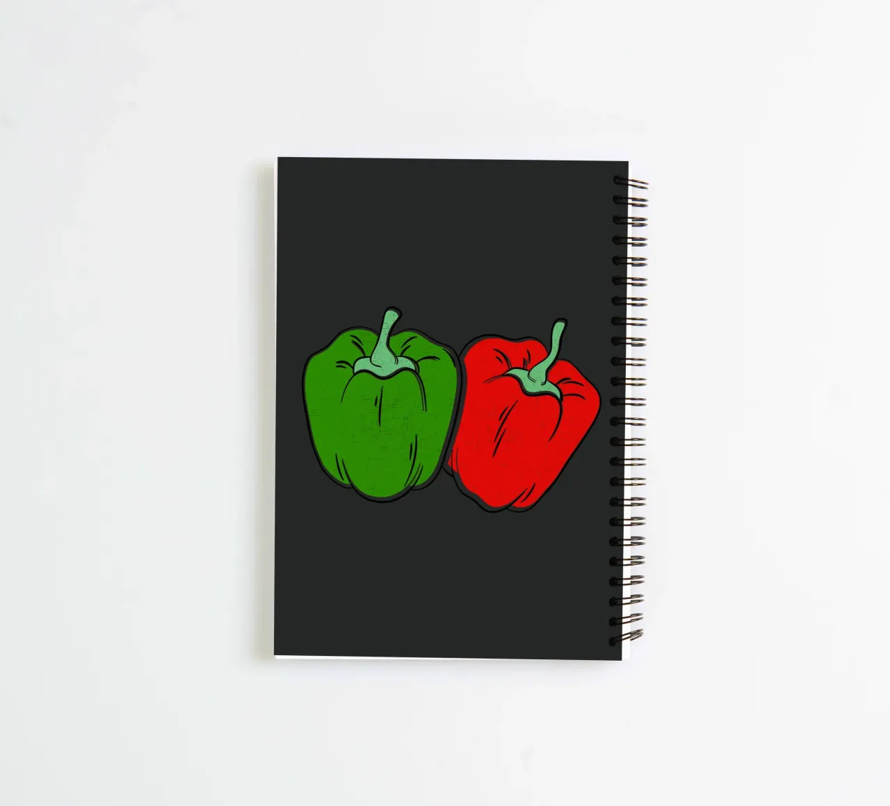 Peppers green and red spiral notebook by LisaArtes