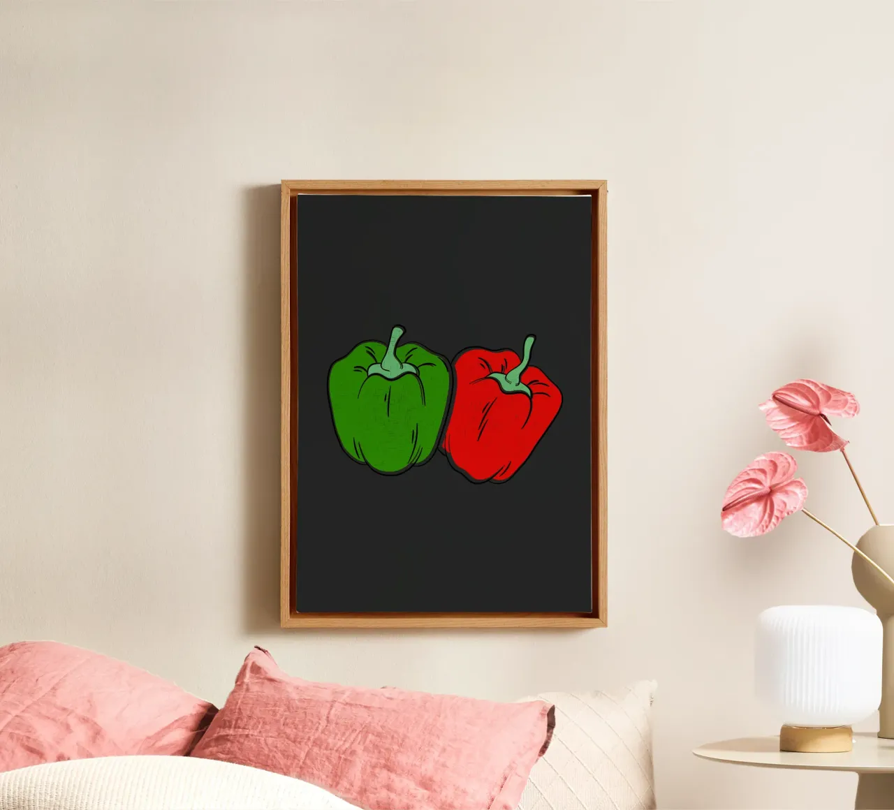 Peppers green and red canvas by LisaArtes
