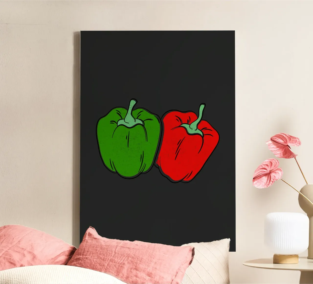 Peppers green and red canvas by LisaArtes
