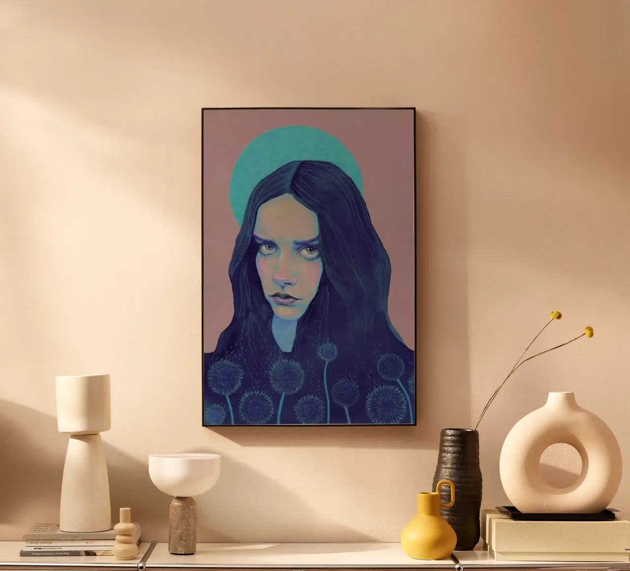 Dandelion acrylic glass by Natalie Foss