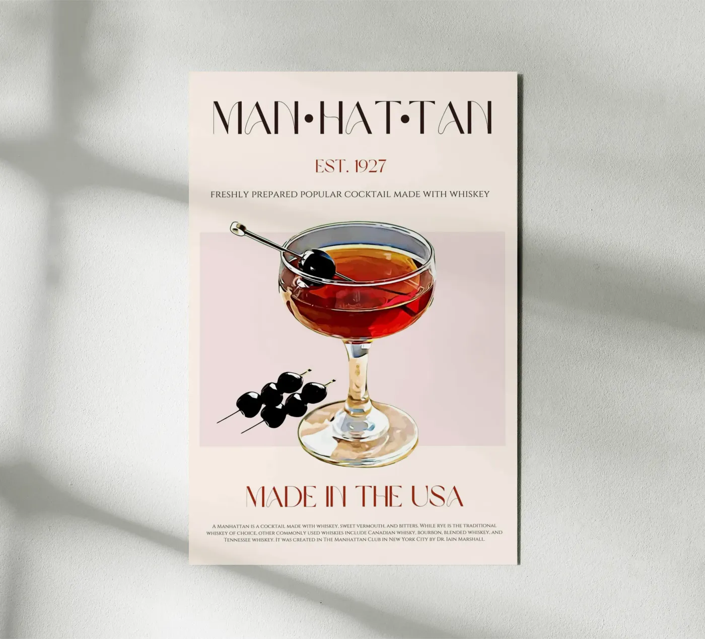 Manhattan Cocktail Print Forex-Platte von KOKRPrints