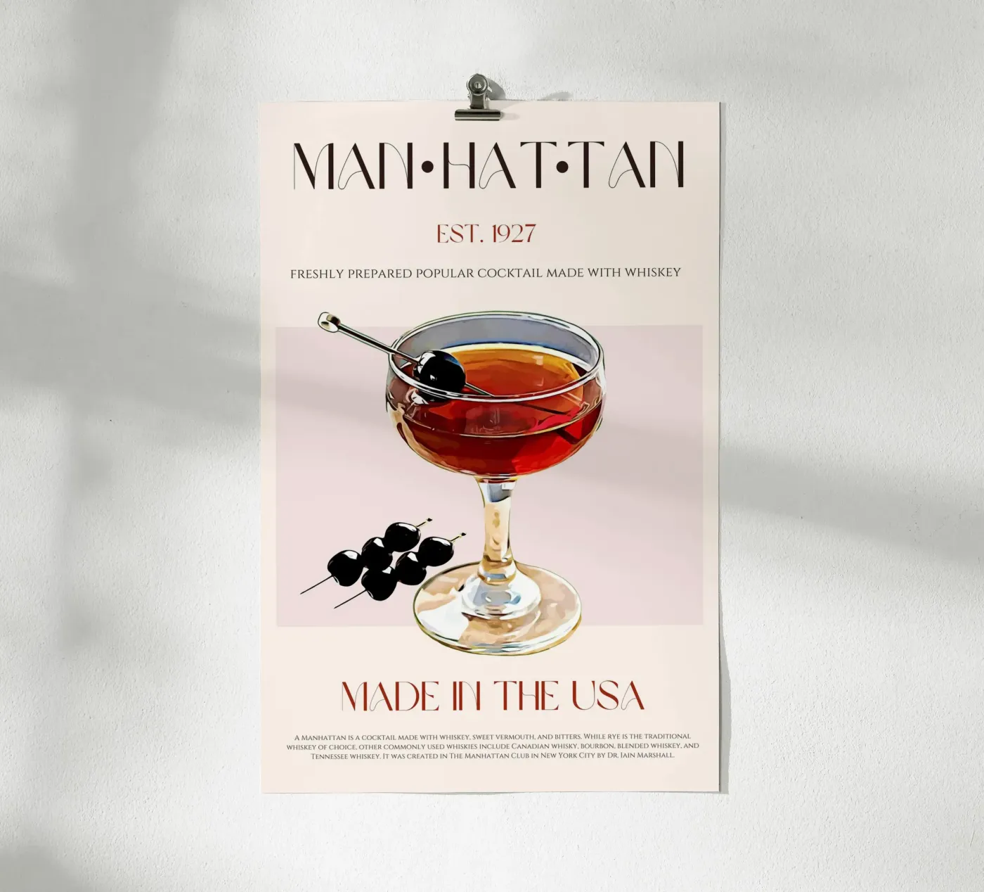 Manhattan Cocktail Print Poster von KOKRPrints