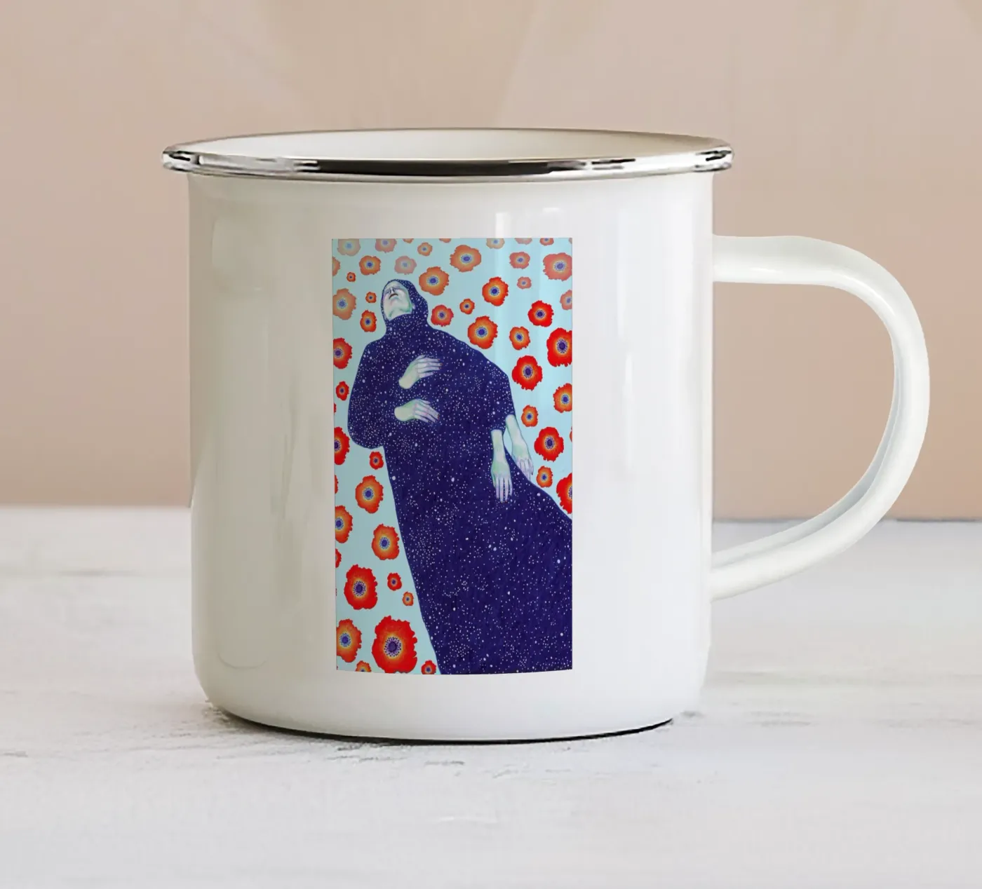 Floating enamel mug by Natalie Foss