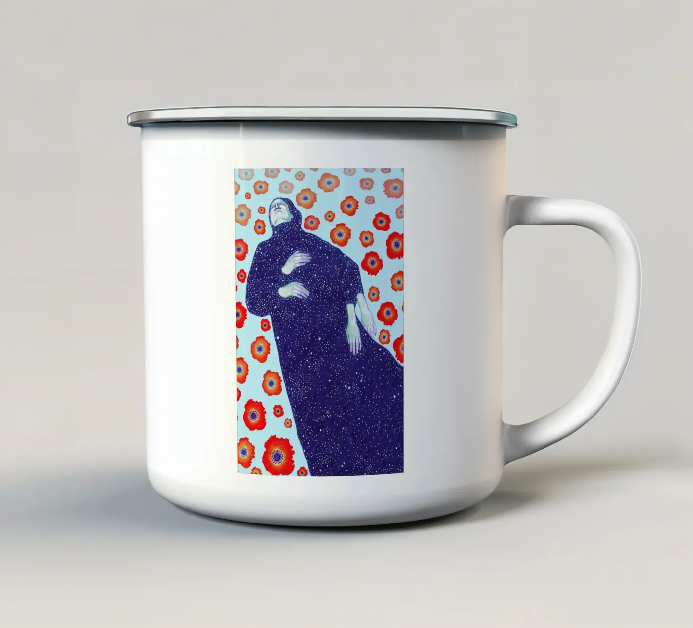 Floating enamel mug by Natalie Foss
