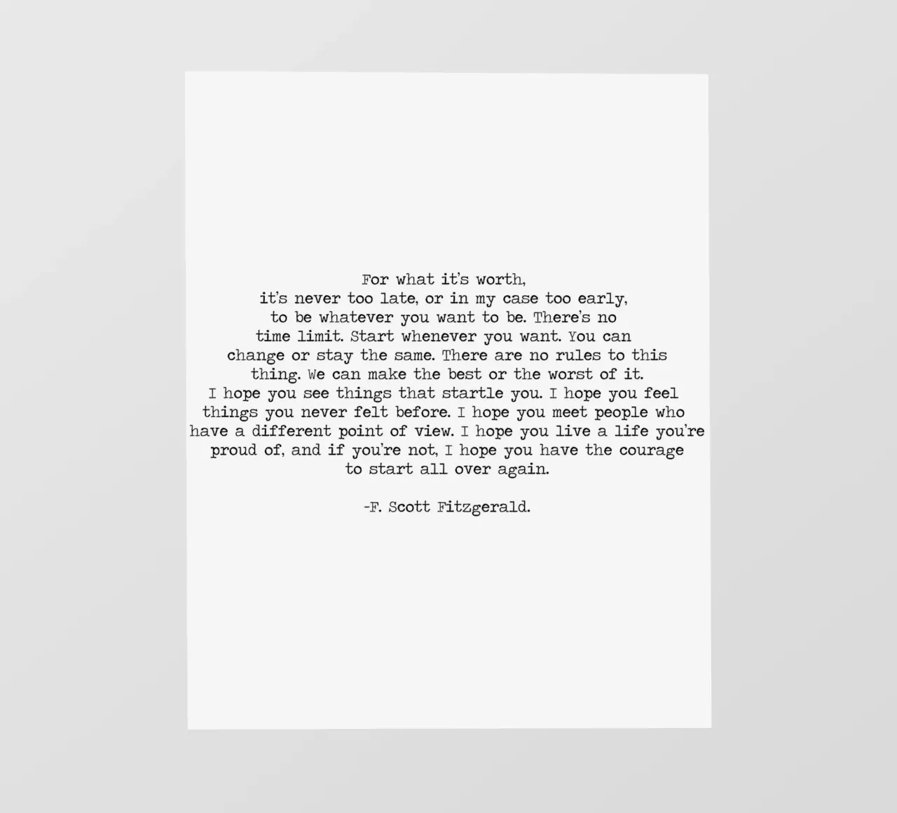 Per quel che vale Citazione di F. Scott Fitzgerald telo in pvc da Summer Soul Co. - Quotes