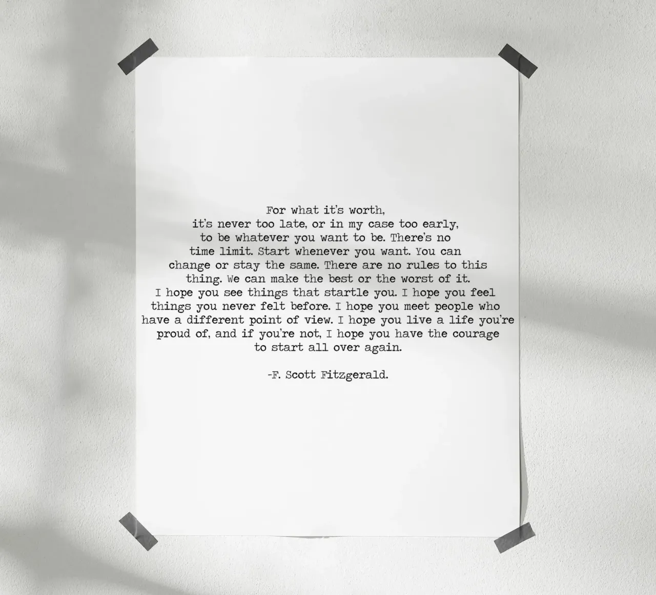 Per quel che vale Citazione di F. Scott Fitzgerald carta hahnemühle da Summer Soul Co. - Quotes