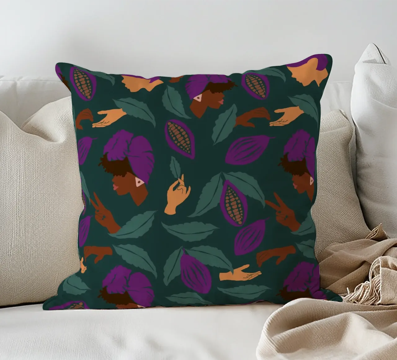 Coffee Friends Pattern cuscino da Illustration Raissa Oltmanns