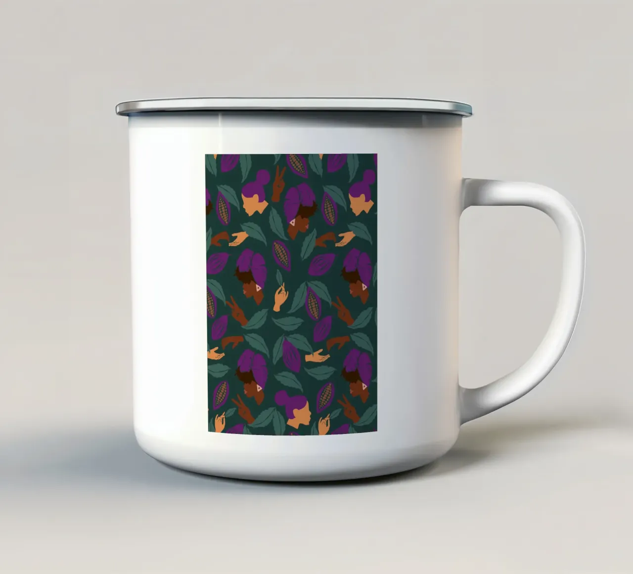 Coffee Friends Pattern tazza in smalto da Illustration Raissa Oltmanns