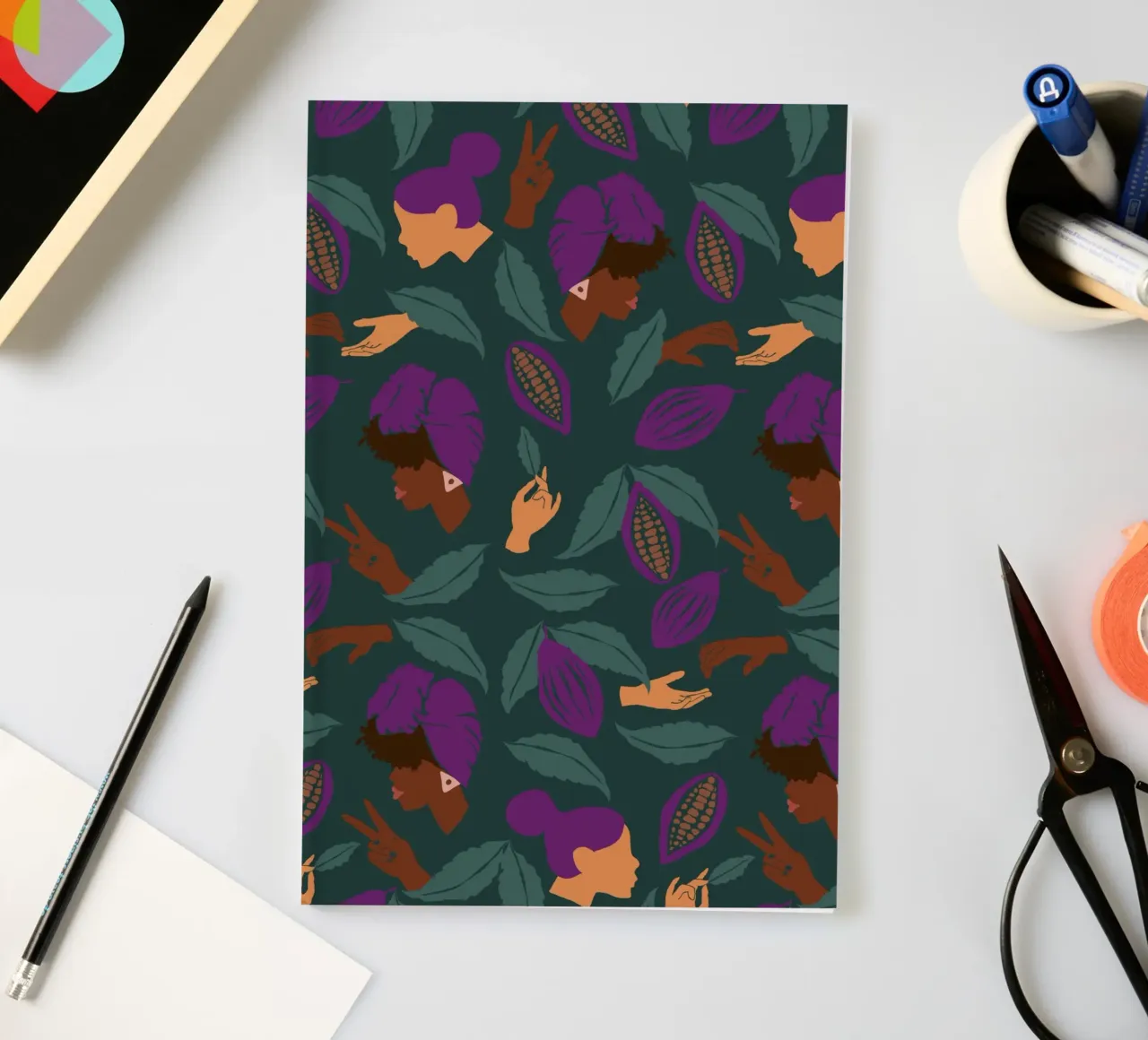 Coffee Friends Pattern notebook by Illustration Raissa Oltmanns