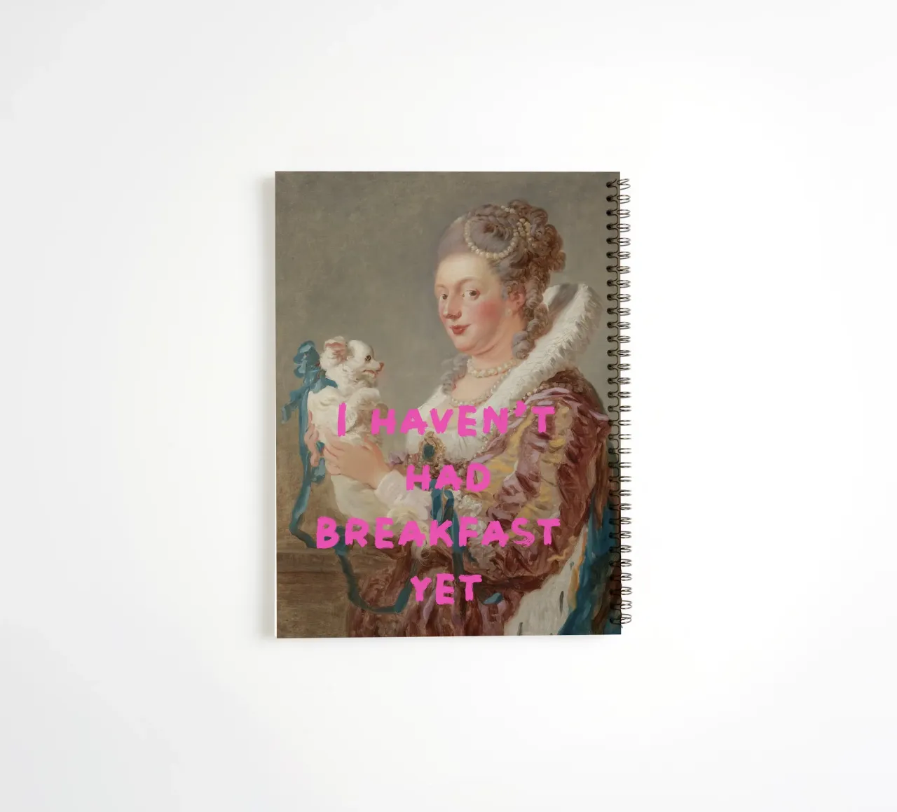 do not eat, breakfast with dog spiral notebook by Carinaprint