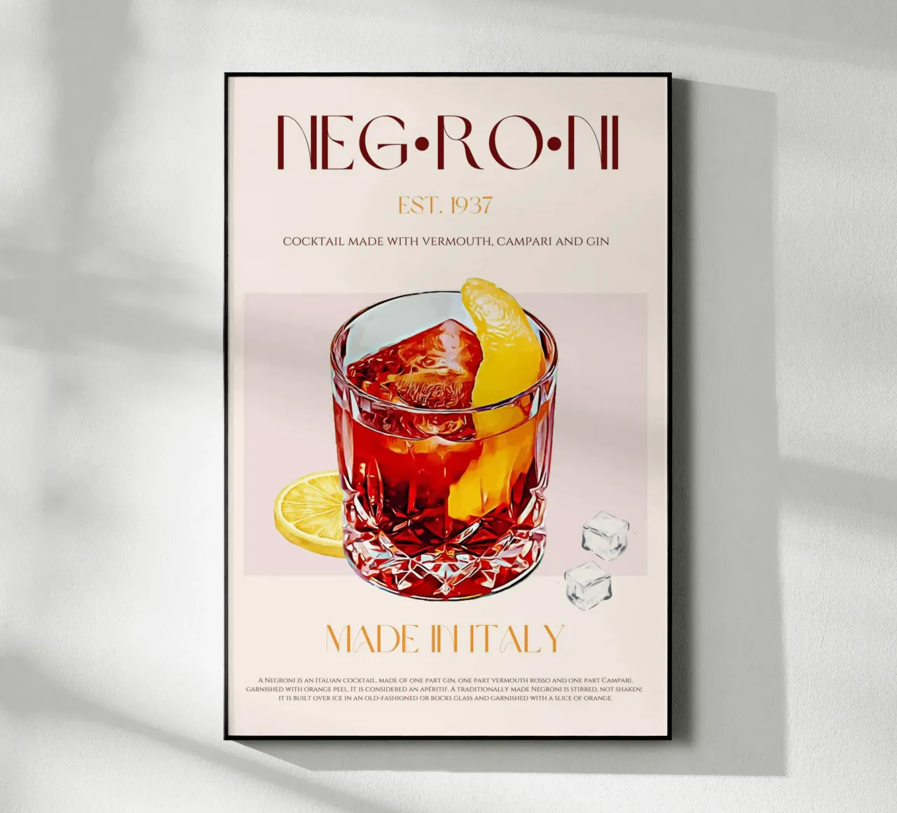 Negroni Cocktail Print acrylic glass by KOKRPrints