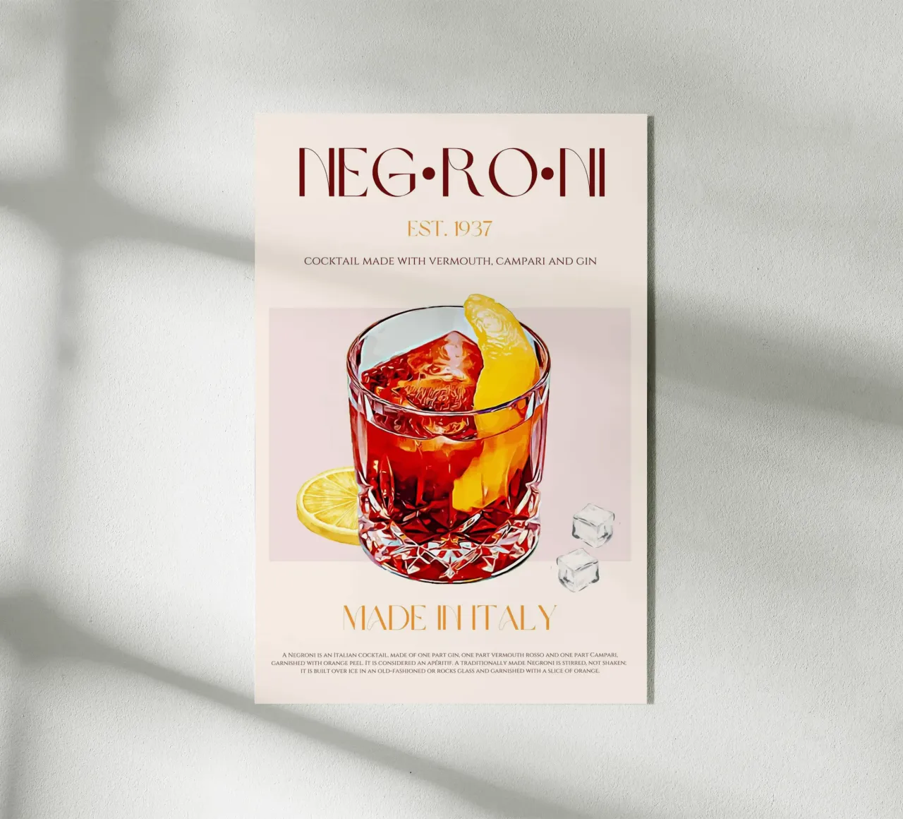 Negroni Cocktail Print acrylic glass by KOKRPrints