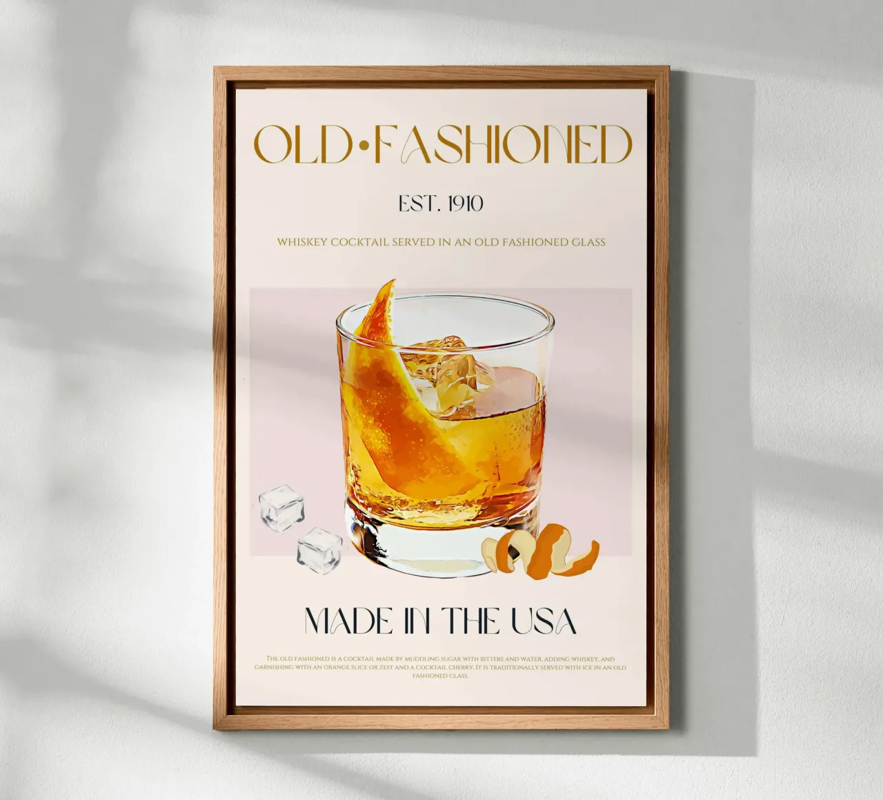 Cocktail à l'ancienne imprimé toile avec Caisse américaine de KOKRPrints