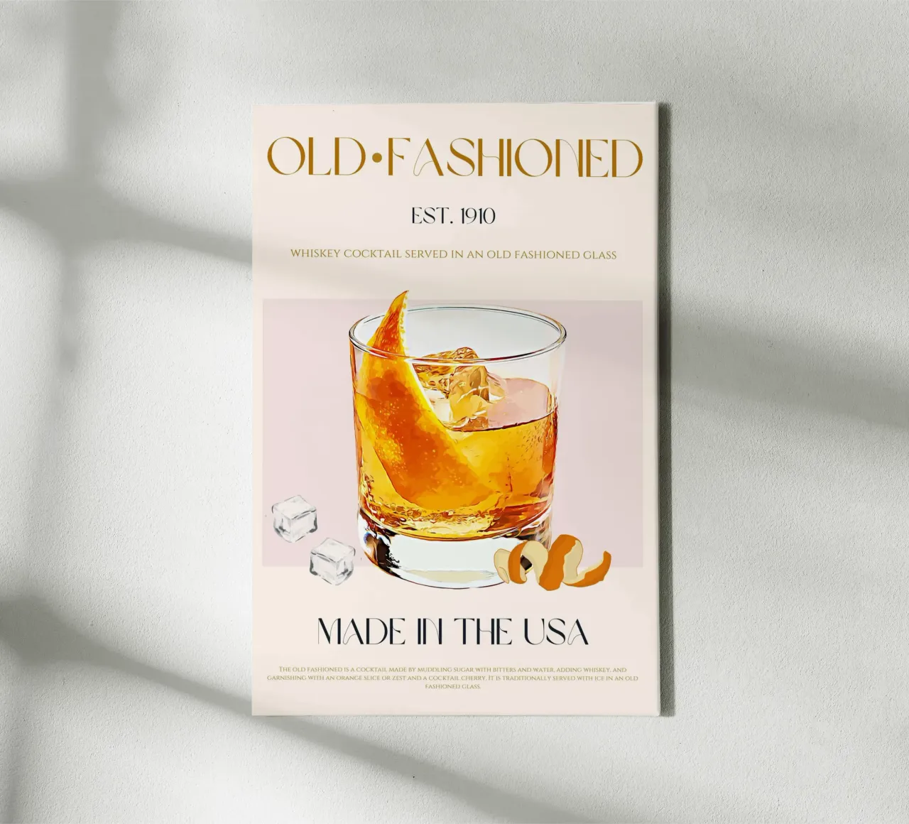 Cocktail à l'ancienne imprimé toile avec Caisse américaine de KOKRPrints