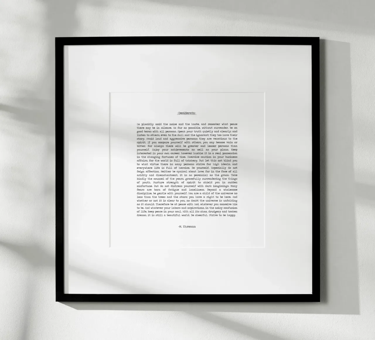 "Desiderata" Citazione Poesia di Max Ehrmann poster con telaio in legno da Summer Soul Co. - Quotes