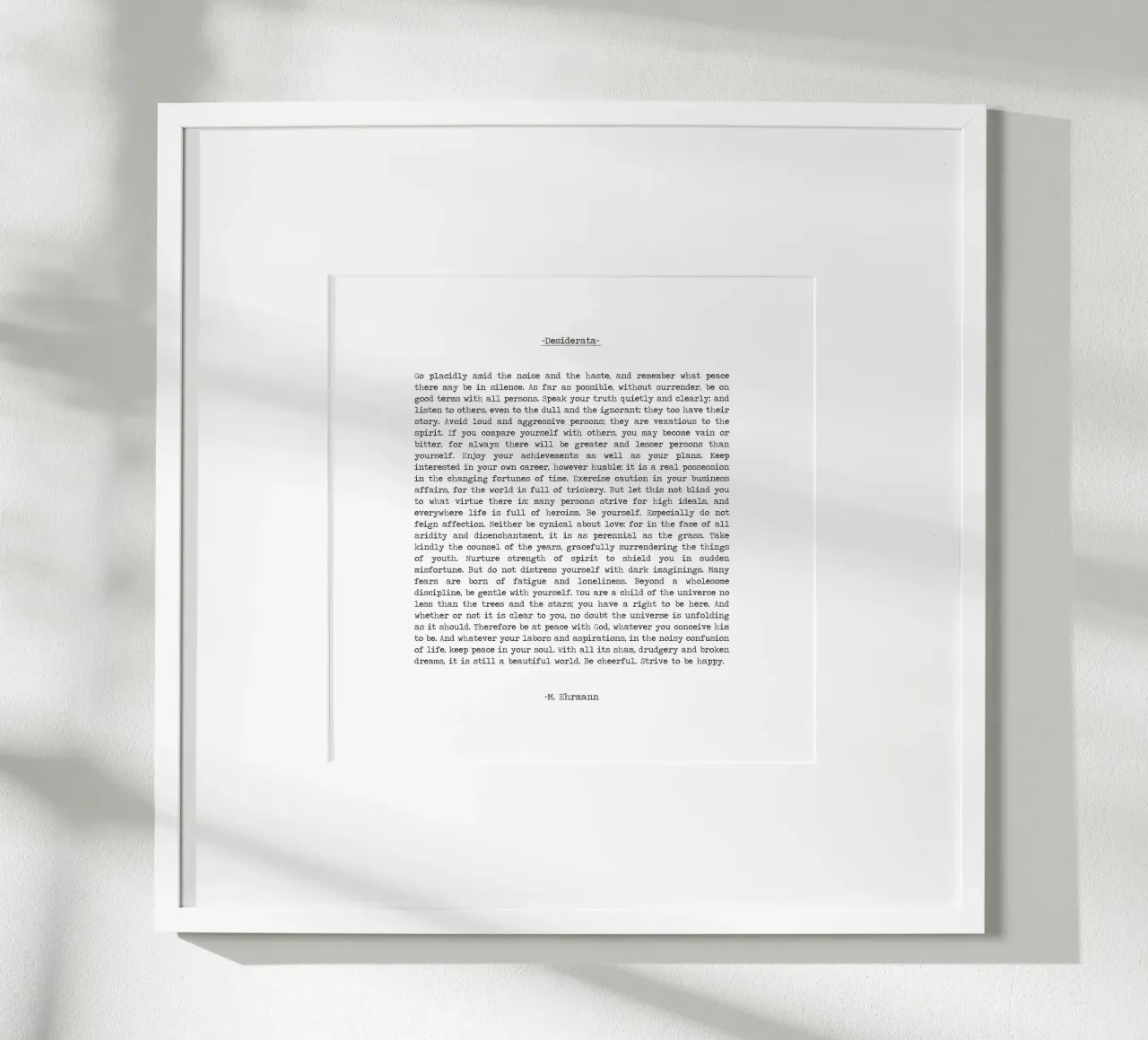 "Desiderata" Citazione Poesia di Max Ehrmann poster con telaio in legno da Summer Soul Co. - Quotes