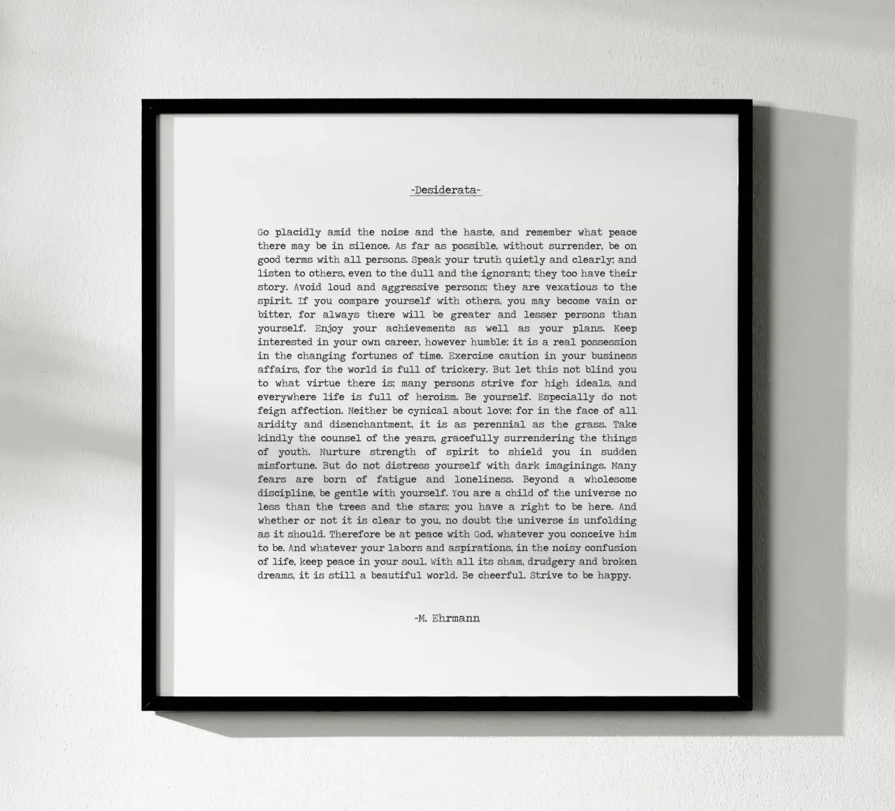 "Desiderata" Citazione Poesia di Max Ehrmann poster con telaio in legno da Summer Soul Co. - Quotes