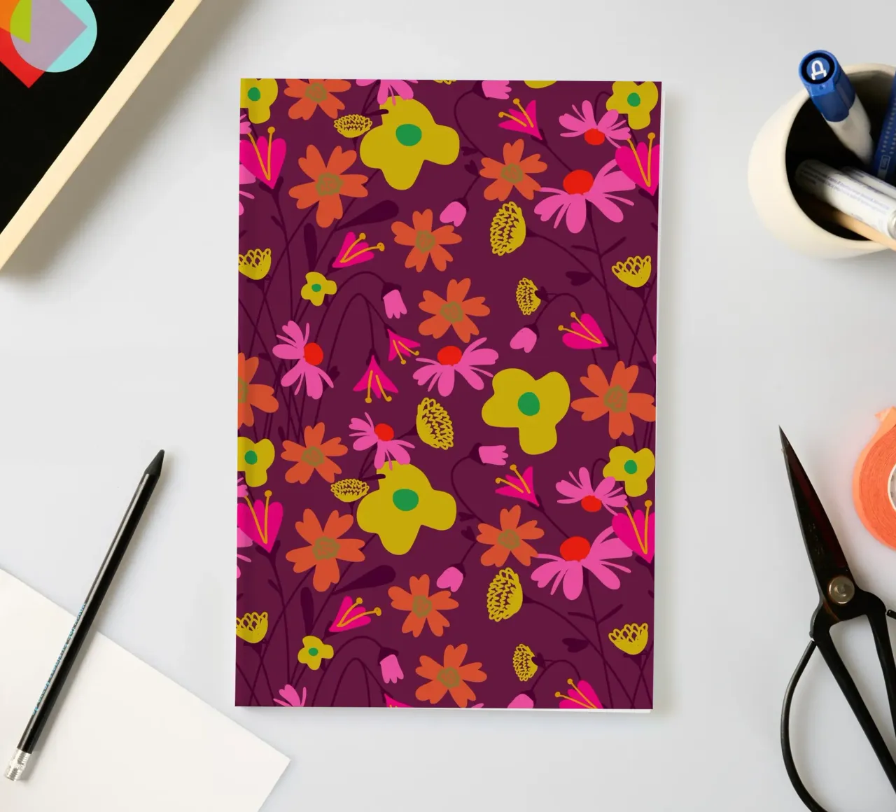 Motivational Flower Pattern notebook by Illustration Raissa Oltmanns