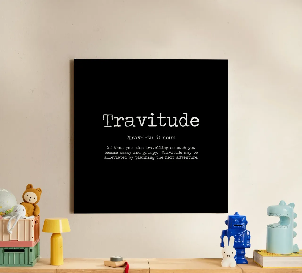 Travitude - Reislust Grappig Definitie Humor Citaat canvas met Baklijst van Summer Soul Co. - Quotes
