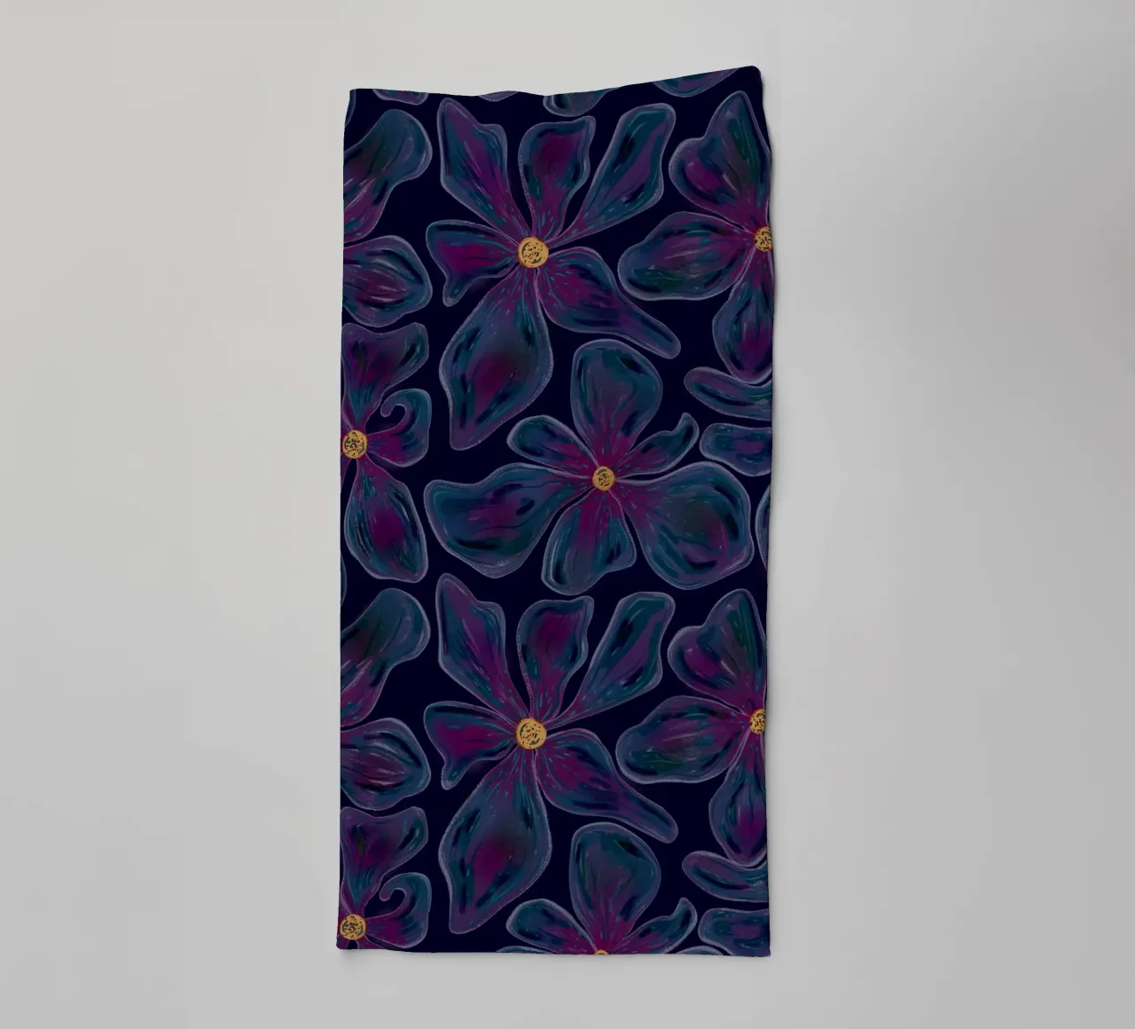 Dark floating Blossom Pattern towel by Illustration Raissa Oltmanns