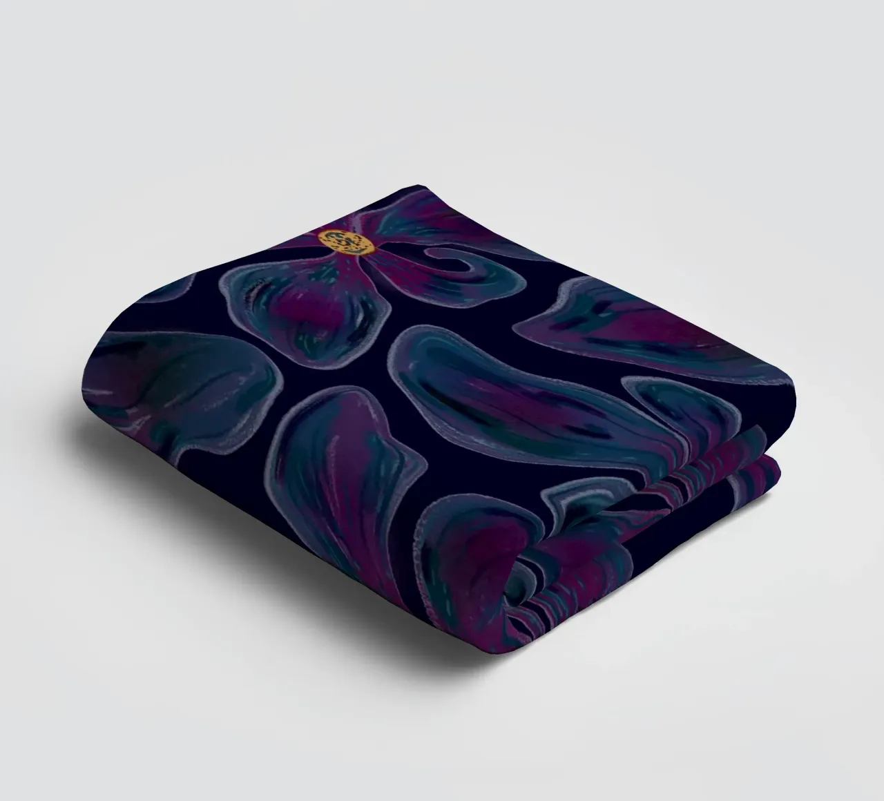 Dark floating Blossom Pattern towel by Illustration Raissa Oltmanns