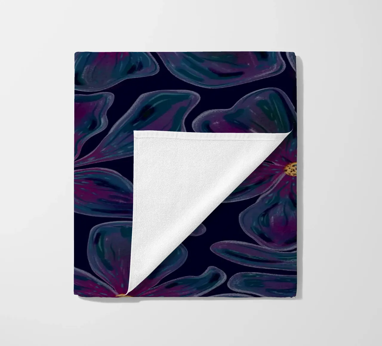 Dark floating Blossom Pattern beach towel by Illustration Raissa Oltmanns