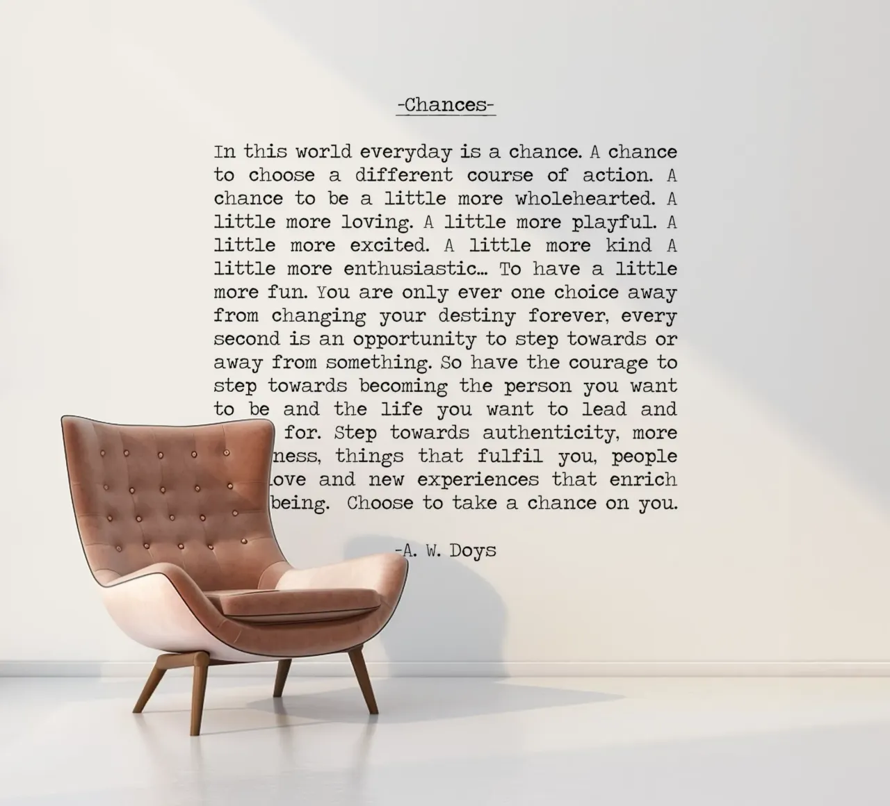Take Chances, take risks - Quote by A. W. Doys Typography photo wallpaper by Summer Soul Co. - Quotes
