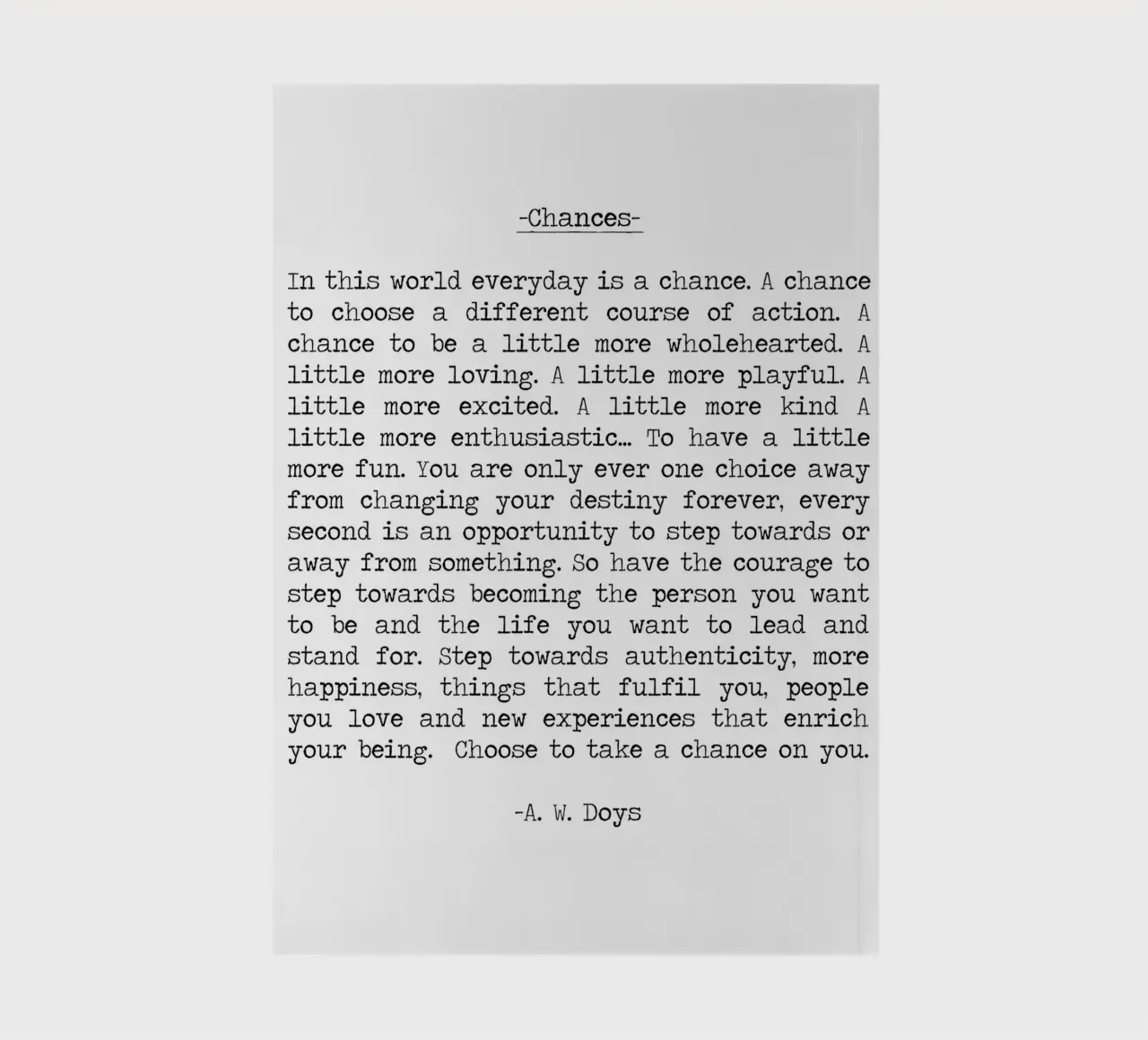 Take Chances, take risks - Quote by A. W. Doys Typography notebook by Summer Soul Co. - Quotes