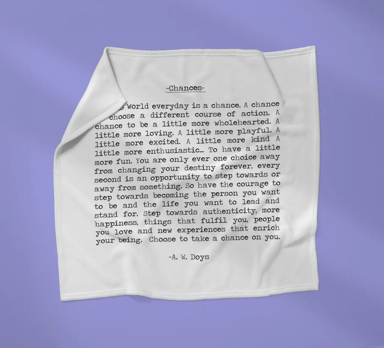 Correte il rischio - Citazione di A. W. Doys Typography coperta in pile da Summer Soul Co. - Quotes
