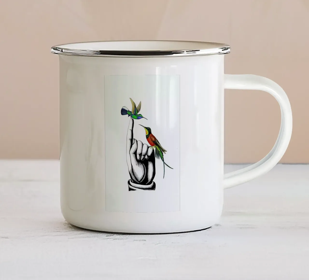 Hummingbirds on hand tazza in smalto da Rococco LA