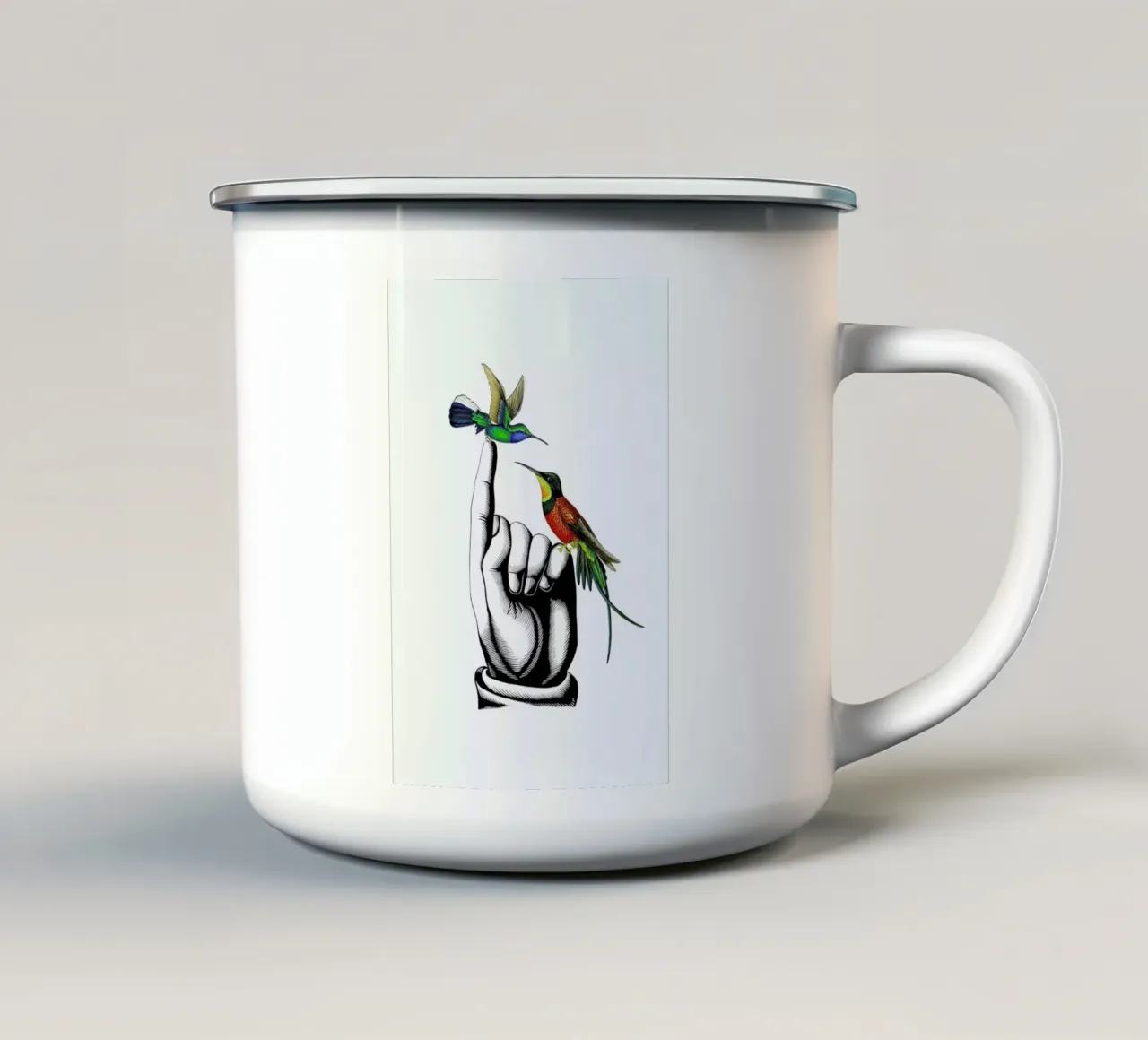 Hummingbirds on hand tazza in smalto da Rococco LA