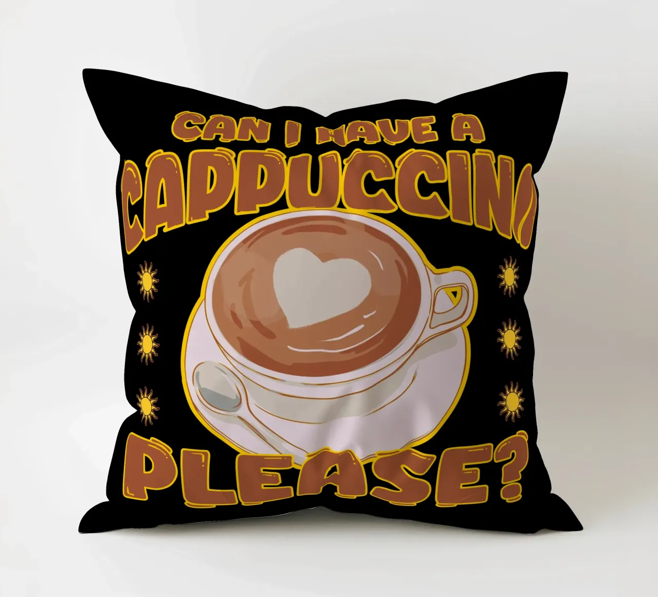 Cappuccino Coffee Lover Cute Cafè Retro Design cuscino da sillyindustries