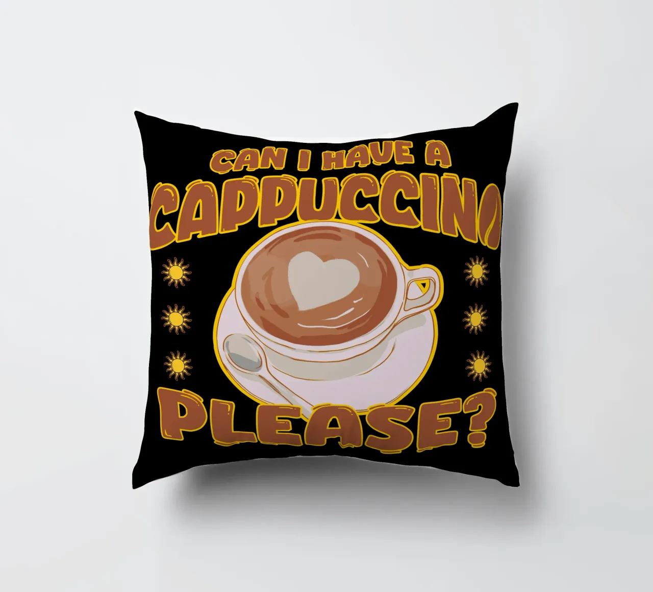 Cappuccino Coffee Lover Cute Cafè Retro Design cuscino da sillyindustries