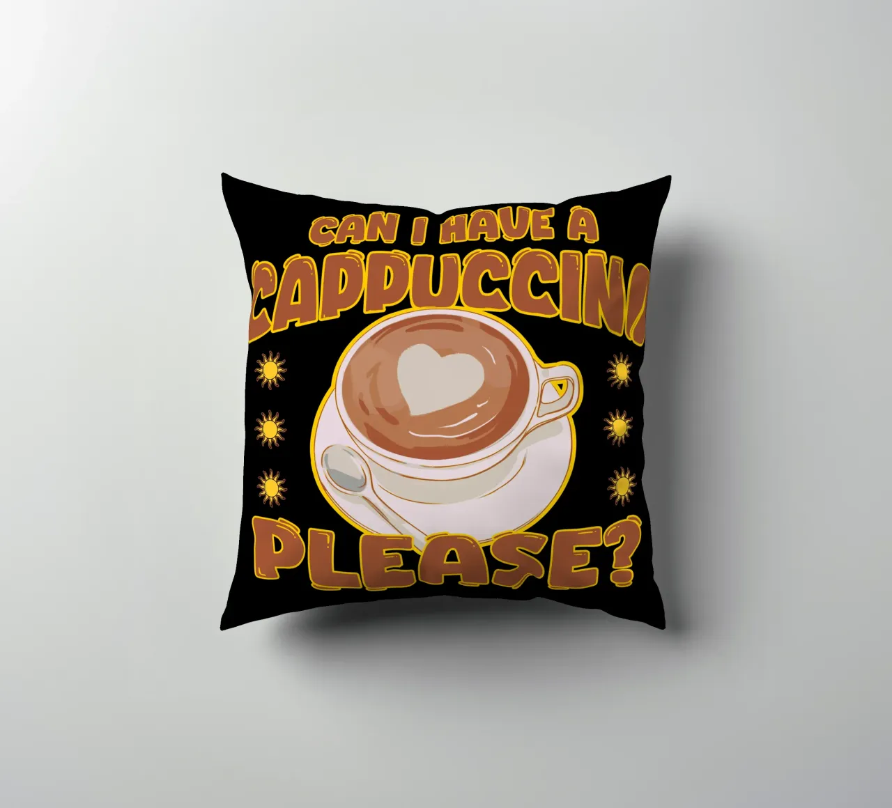 Cappuccino Coffee Lover Cute Cafè Retro Design cuscino da sillyindustries
