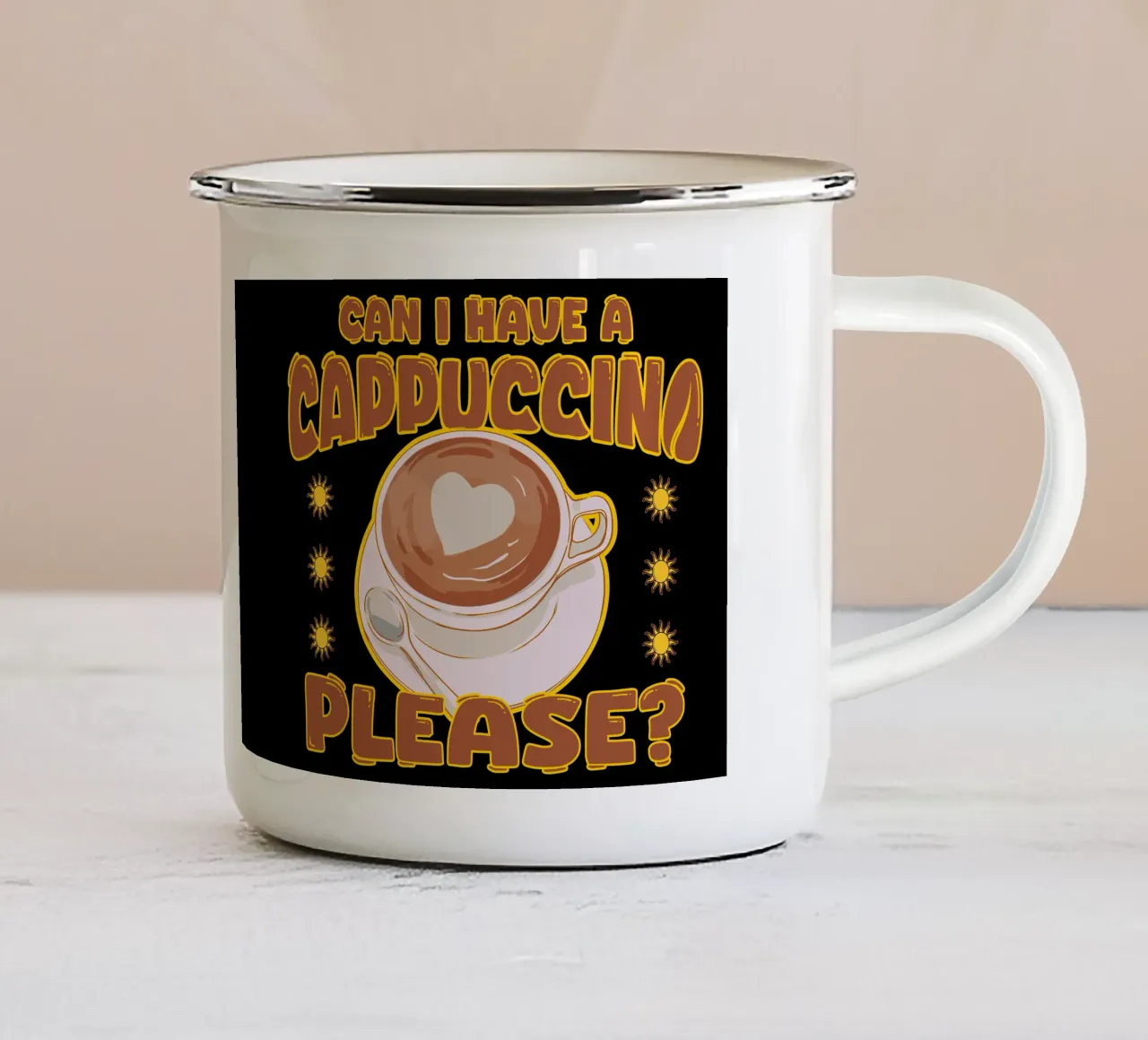 Cappuccino Coffee Lover Cute Cafè Retro Design tazza in smalto da sillyindustries