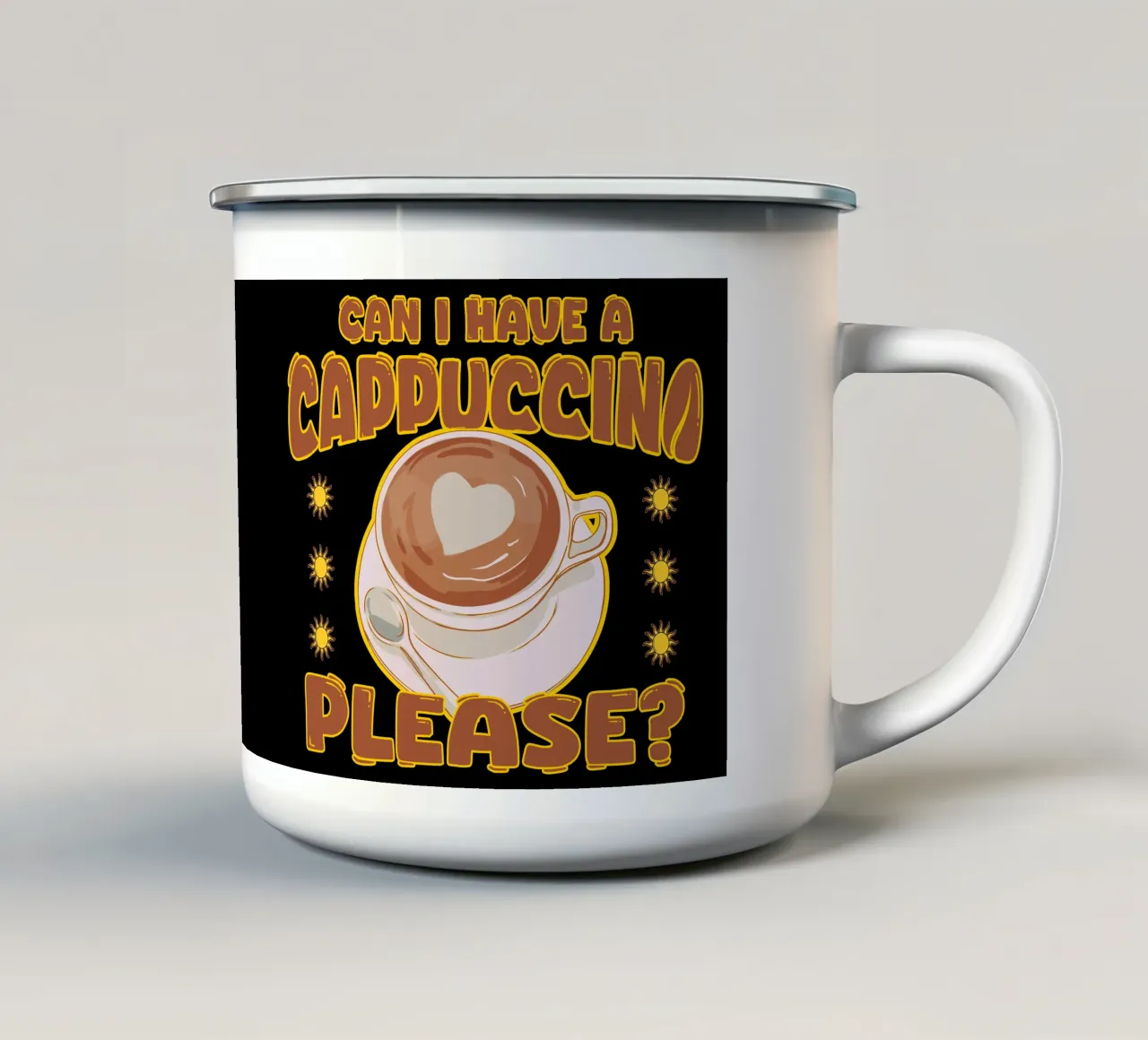 Cappuccino Coffee Lover Cute Cafè Retro Design tazza in smalto da sillyindustries