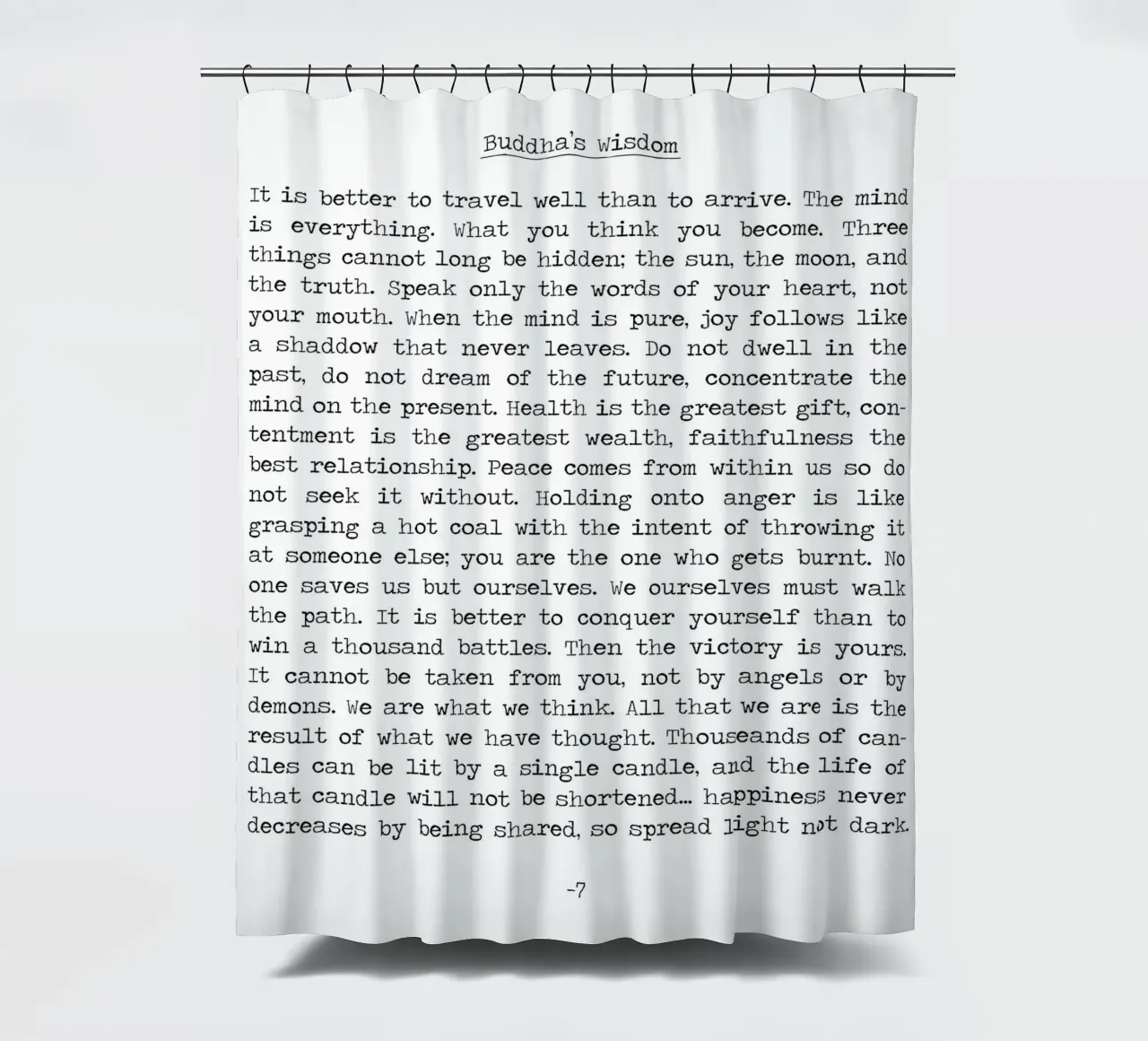 Buddha's Buddhist Wisdom Teachings shower curtain by Summer Soul Co. - Quotes