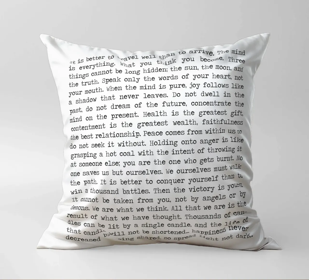 Buddha's Buddhism Mindful Wisdom Teachings Quote decorative cushion by Summer Soul Co. - Quotes